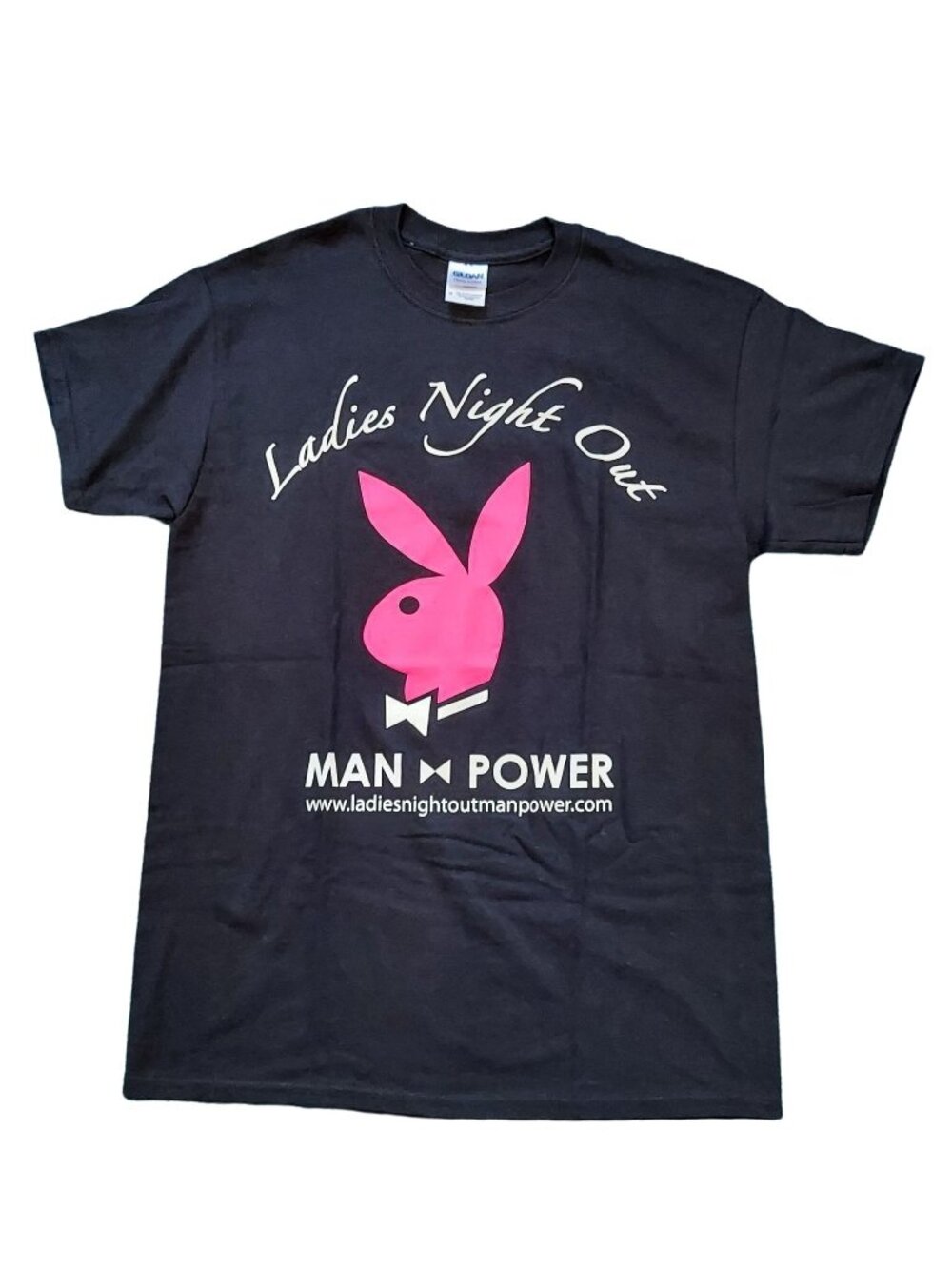 Playboy Bunny Gildan Heavy Cotton Ladies Night Out Man Power T-Shirt Size M EUC
